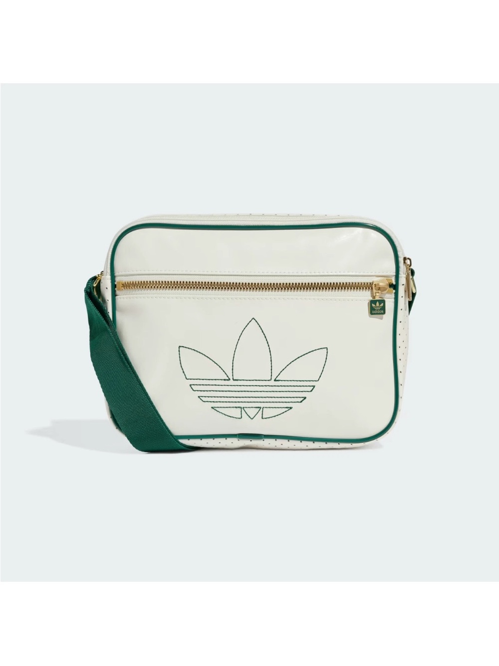 NWT adidas Originals White & Green Airliner Trefoil Crossbody Bag